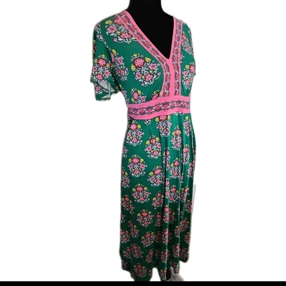 Boden Women's Green Ellie Maxi Floral Garden Party Colorful Tea Dress 4P - Picture 4 of 16